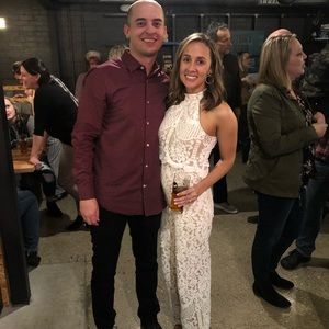 White lace halter jumpsuit